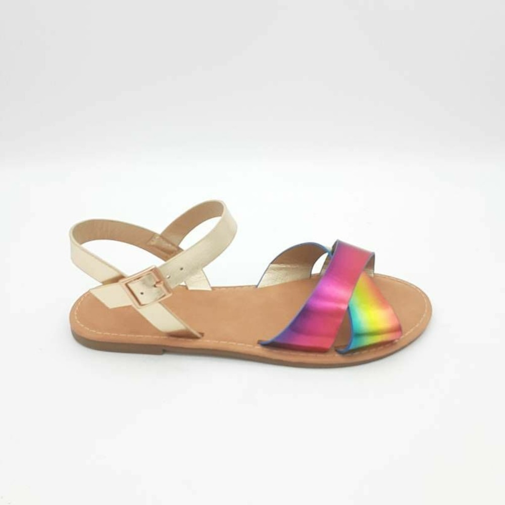 Bamboo Shoes Womens Shoreline-88 Ankle Strap Sandals Multicolor Buckle 6 New